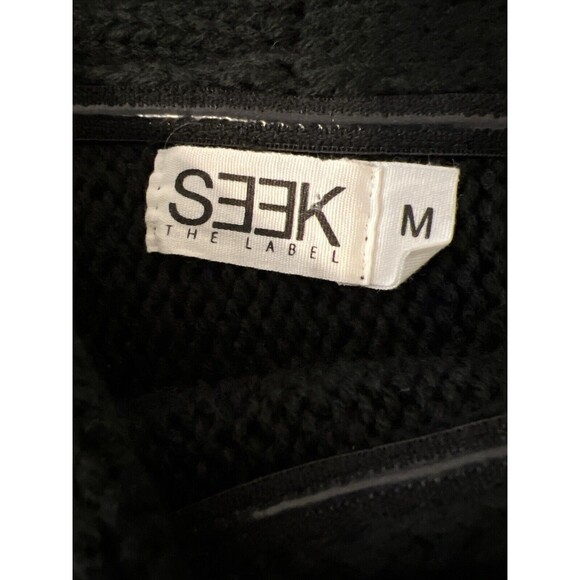 Seek the Label Off The Shoulder Sweater Chunky Knit M Black Roll Neck Romantic - Picture 10 of 14